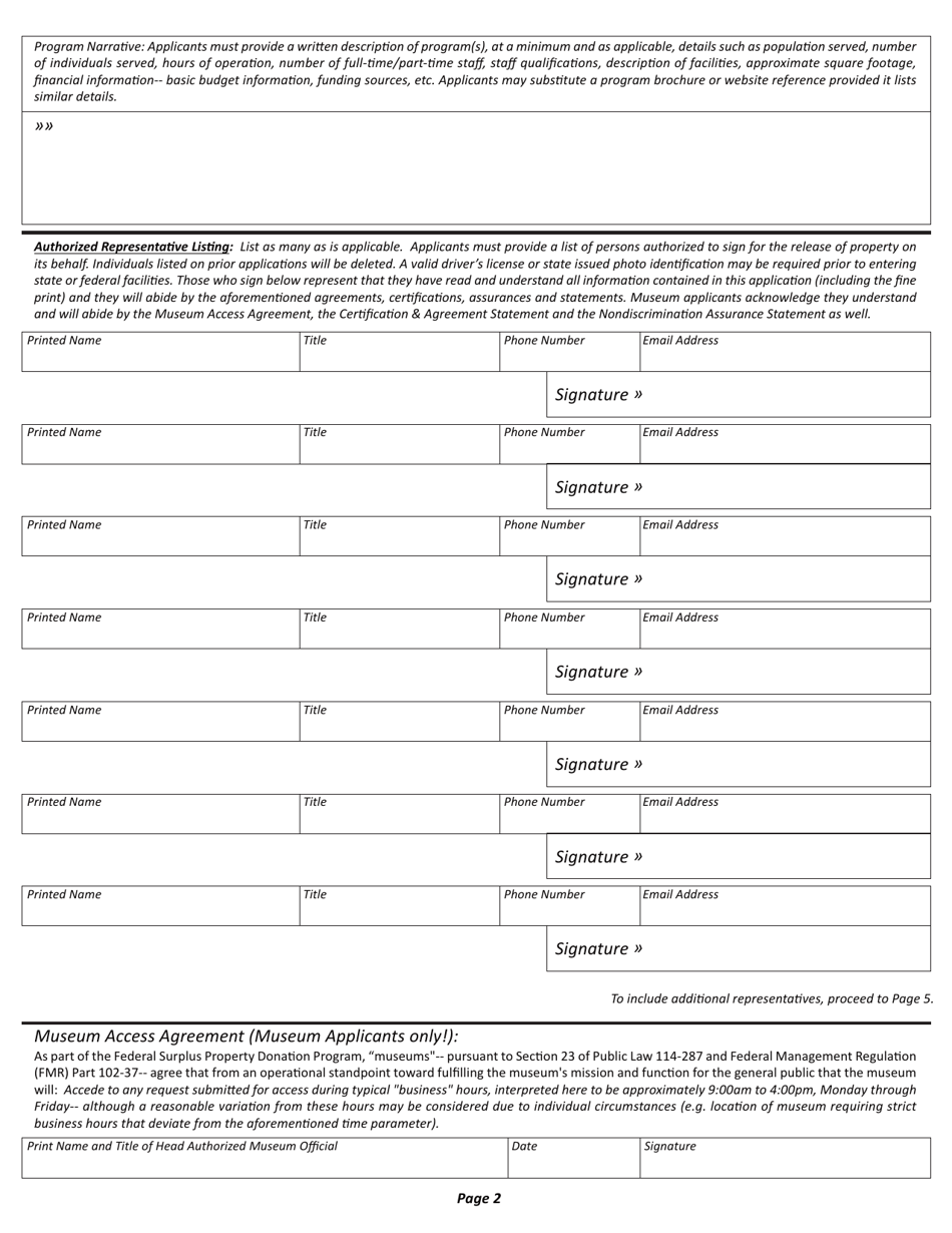 Federal Surplus Property Program Eligibility Application - Louisiana, Page 2