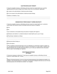 Form LB247 Advance Mental Health Care Directive - Nebraska, Page 2
