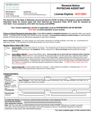 Document preview: Renewal Notice - Physician Assistant - Nebraska