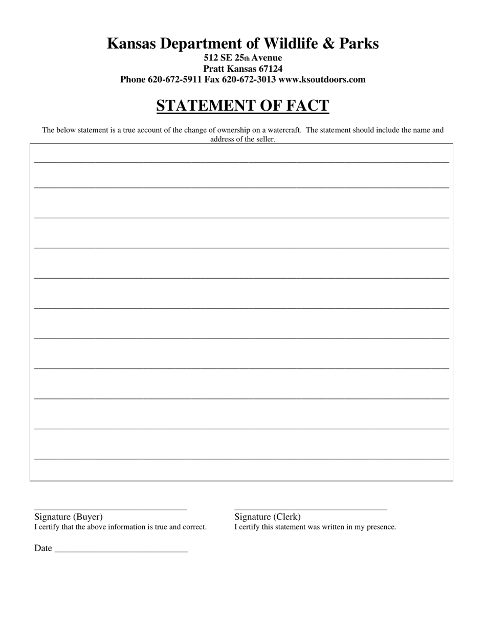 Watercraft Statement of Fact - Kansas, Page 1