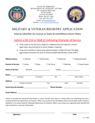 &quot;Military &amp; Veteran Registry Application&quot; - Nebraska