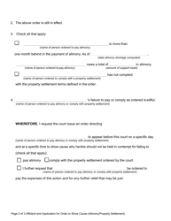 Form DC6:5.42 Affidavit and Application for Order to Show Cause (Alimony/Property Settlement) - Nebraska, Page 2