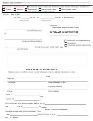Form CC3:28 &quot;Affidavit (Generic)&quot; - Nebraska