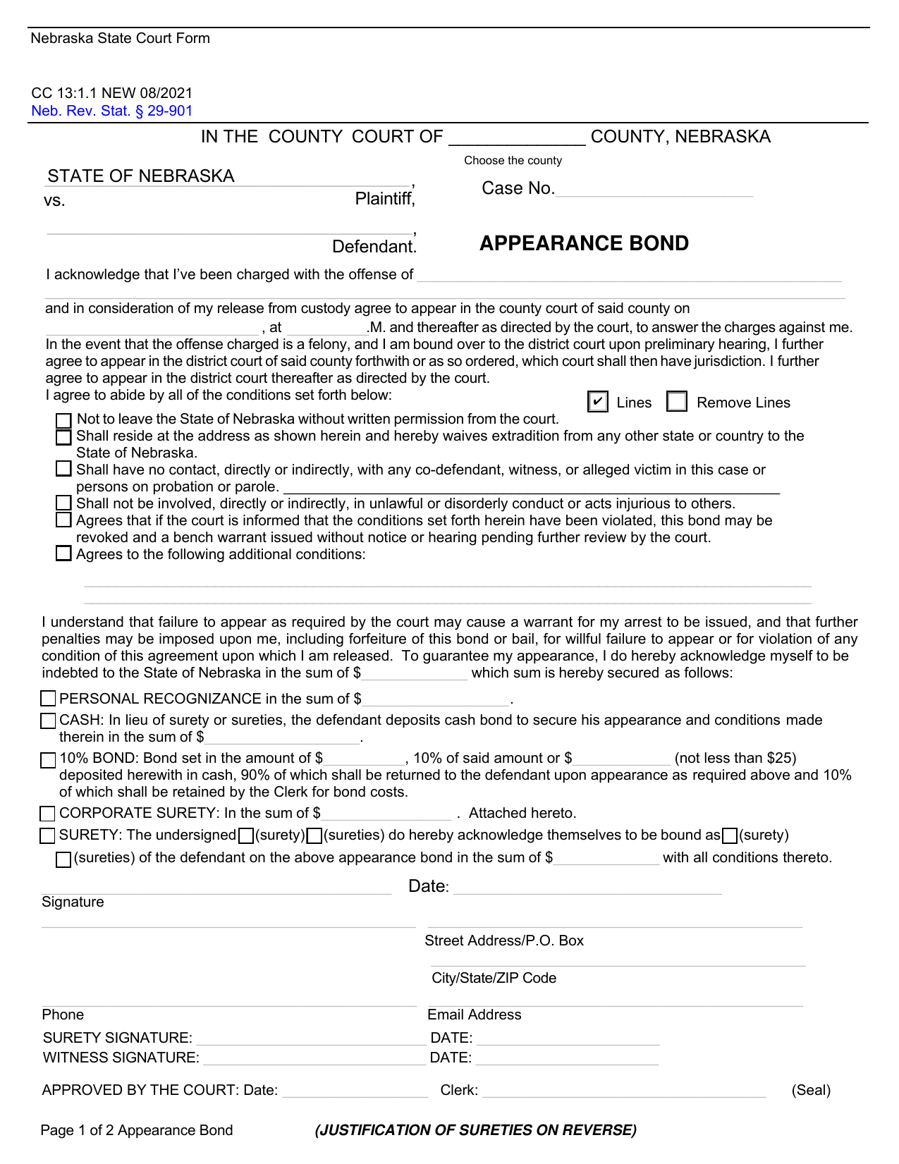 Form CC131.1 Download Fillable PDF or Fill Online Appearance Bond With