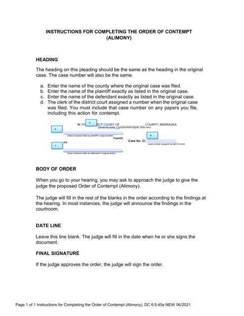 Form DC6:5.45  Printable Pdf