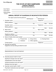 Document preview: Form NHJB-2166-PE Annual Report of Guardian of Incapacitated Person - New Hampshire