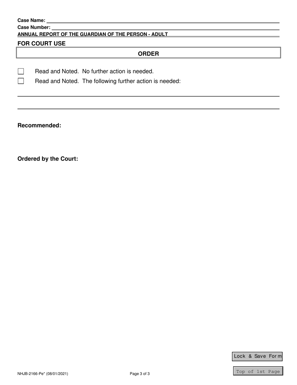 Form NHJB-2166-PE Annual Report of Guardian of Incapacitated Person - New Hampshire, Page 3