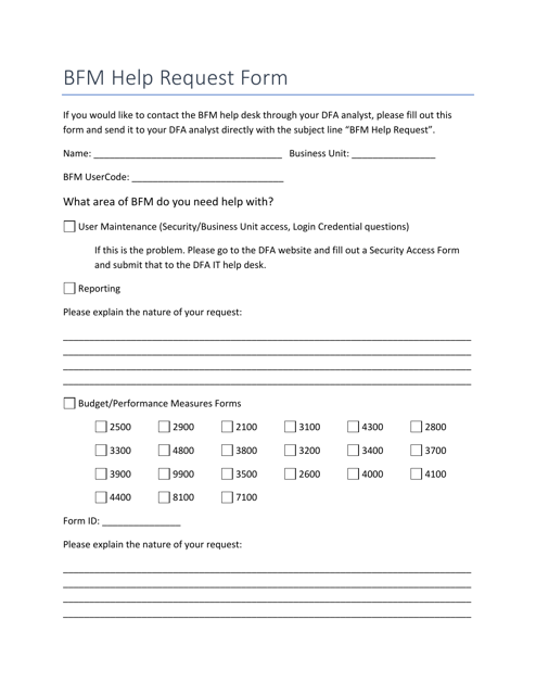 Bfm Help Request Form - New Mexico