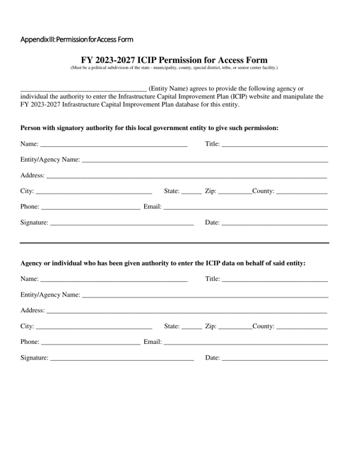 Appendix III Icip Permission for Access Form - New Mexico, 2027