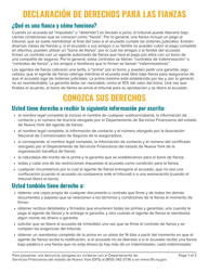 Document preview: Declaracion De Derechos Para Las Fianzas - New York (Spanish)