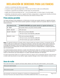 Declaracion De Derechos Para Las Fianzas - New York (Spanish), Page 2
