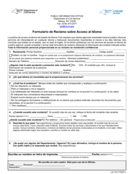 Document preview: Formulario LA-1S Formulario De Reclamo Sobre Acceso Al Idioma - New York (Spanish)