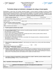 Form LA-1P &quot;Language Access Complaint Form&quot; - New York (Polish)