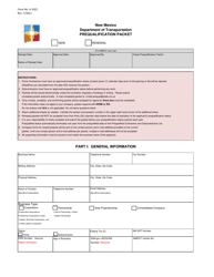 Form A-1022 &quot;Prequalification Packet&quot; - New Mexico