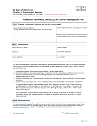 Document preview: Power of Attorney and Declaration of Representative - North Carolina