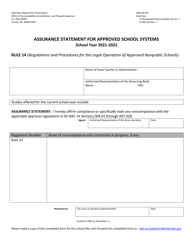Document preview: Form NDE08-029 Assurance Statement for Approved School Systems - Nebraska, 2022