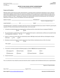 Form NDE08-002 &quot;Report of High School District Superintendent on Private, Denominational, or Parochial Schools&quot; - Nebraska