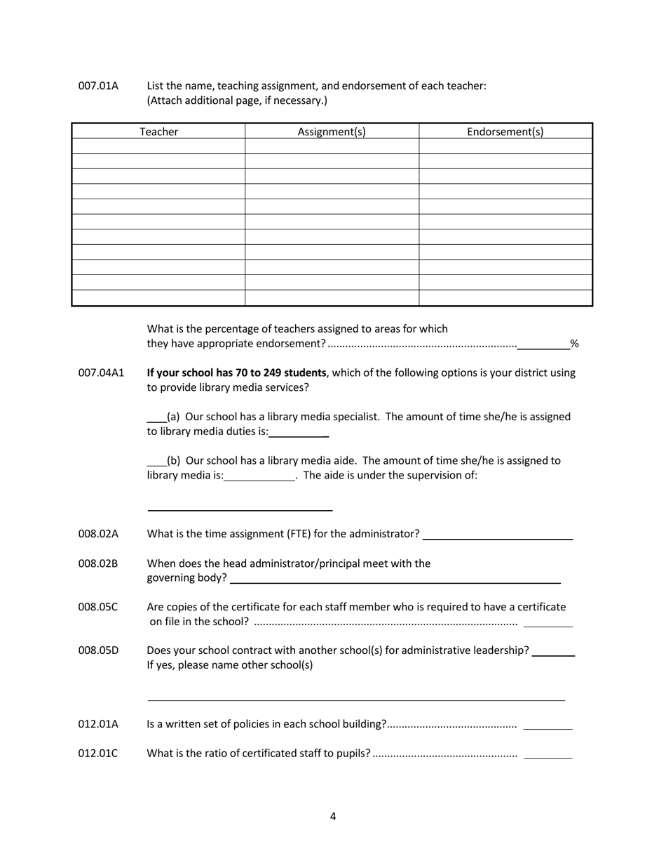 Documentation Report for Approved Nonpublic Elementary Schools - Nebraska, Page 4