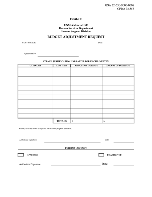New Mexico Budget Adjustment Request - Unm-Valencia Hse - Fill Out ...