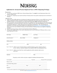 Document preview: Application for Advanced Practice Registered Nurse (Aprn) Dispensing Privileges - Nevada
