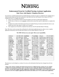Endorsement Form for Certified Nursing Assistant Application - Nevada