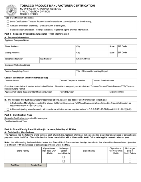 Form SFN62013  Printable Pdf