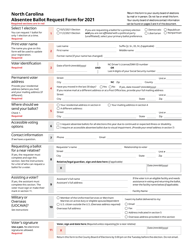&quot;Absentee Ballot Request Form&quot; - North Carolina, Page 2