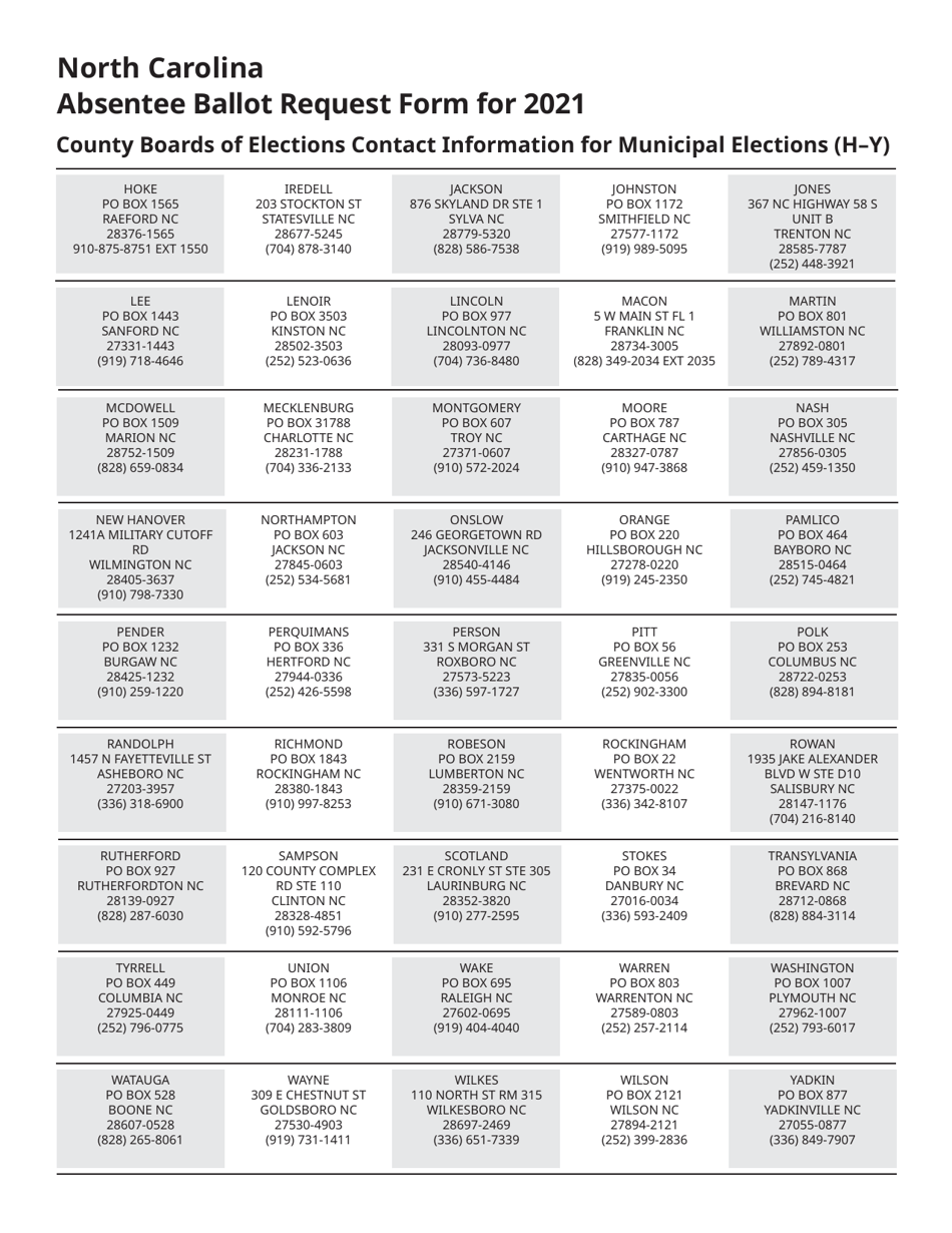 Absentee Ballot Request Form - North Carolina, Page 4
