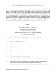 Appendix D Naic Uniform Risk Retention Group Registration Form