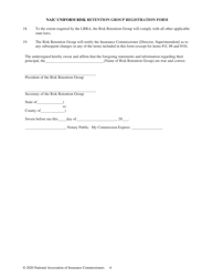 Appendix D Naic Uniform Risk Retention Group Registration Form, Page 6