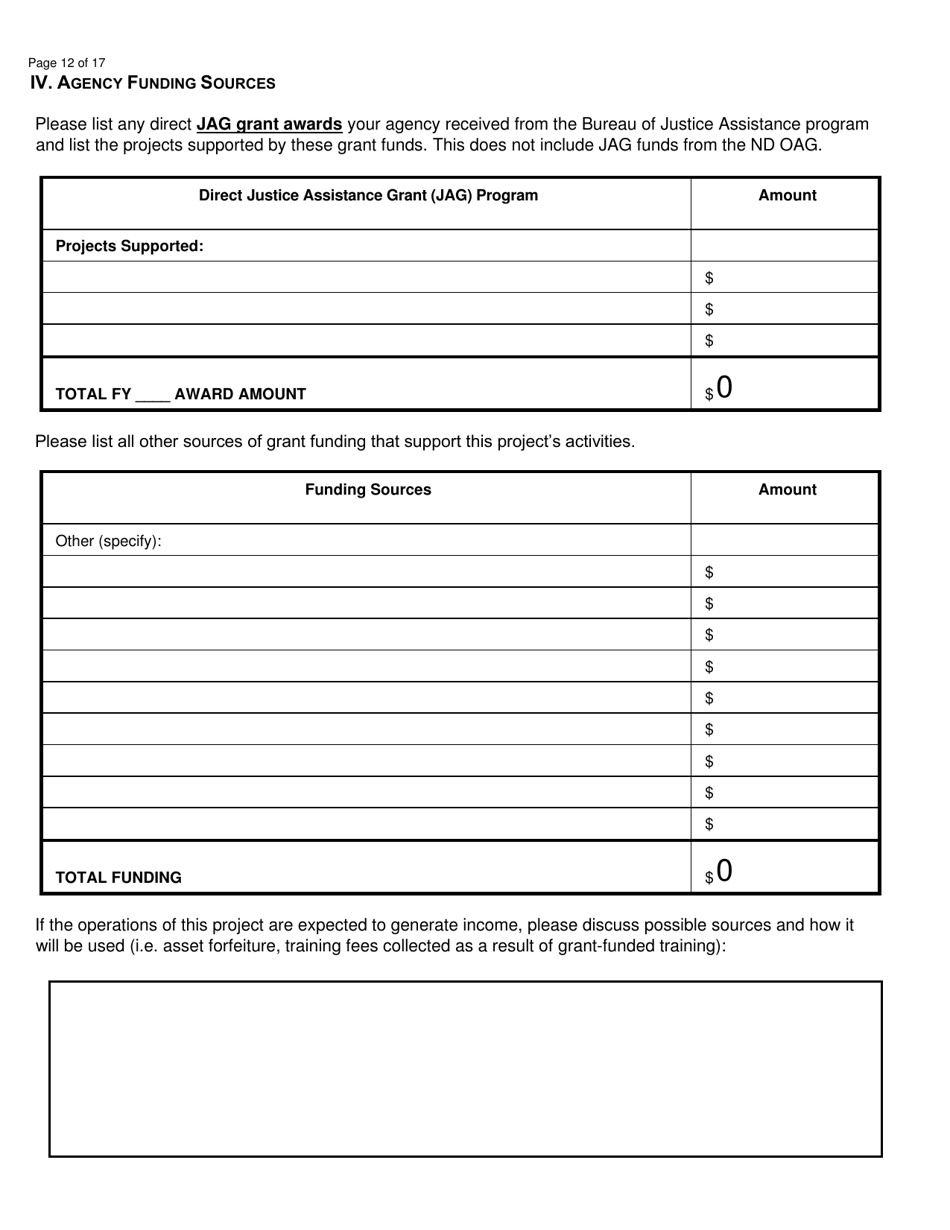 Jag and Lottery Grant Application - North Dakota, Page 12