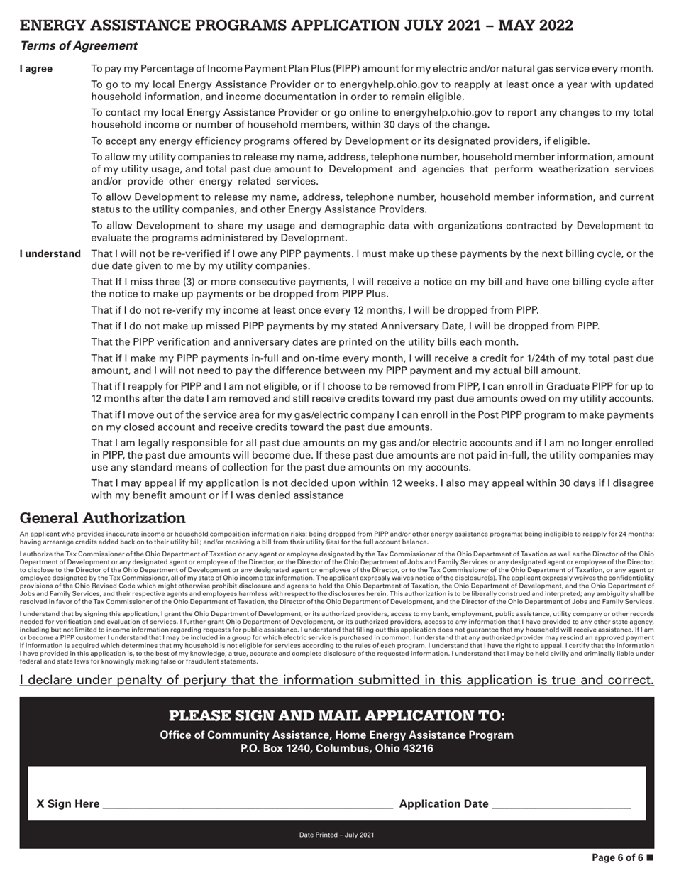 Energy Assistance Programs Application - Ohio, Page 8