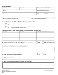 ODH Form 704C Jail Inspection Complaint Form - Oklahoma, Page 2
