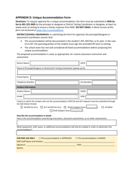 Document preview: Appendix D Unique Accommodation Form - Rhode Island