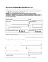 Document preview: Appendix E Emergency Accommodation Form - Rhode Island