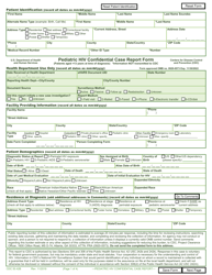 Form CDC50.42B Pediatric HIV Confidential Case Report Form (Patients Aged 13 Years at Time of Diagnosis)