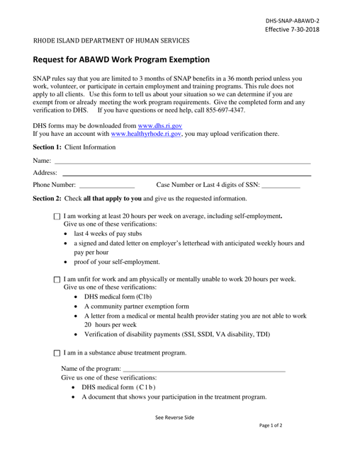 Form DHS-SNAP-ABAWD-2  Printable Pdf