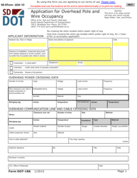 SD Form 2234 (DOT-186) Application for Overhead Pole and Wire Occupancy - South Dakota