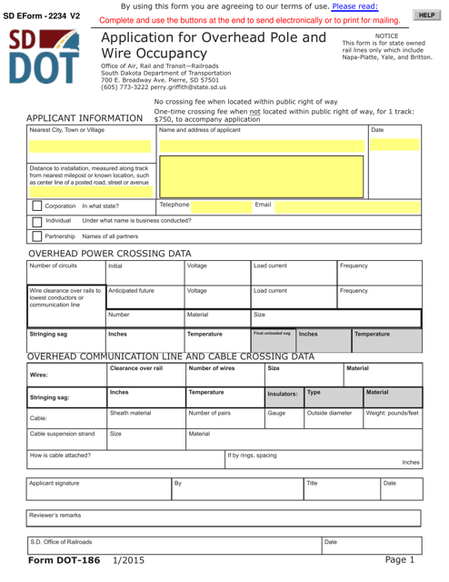SD Form 2234 (DOT-186)  Printable Pdf