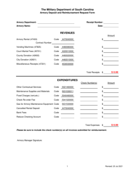 Document preview: Armory Deposit and Reimbursement Request Form - South Carolina