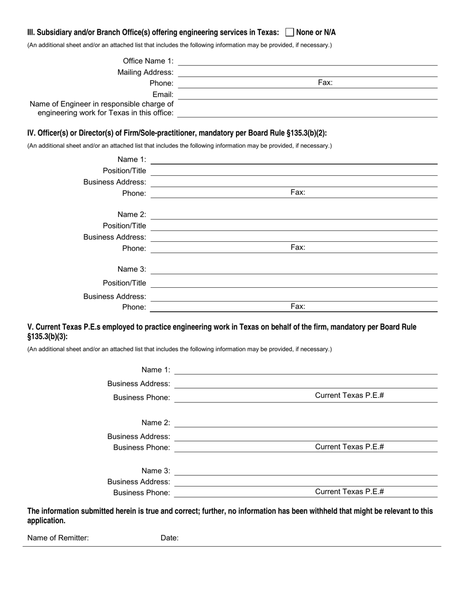 Firm Registration Application - Texas, Page 6