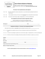 Lapsed Certified Nurse Aide (Cna) Renewal Application - South Dakota, Page 2