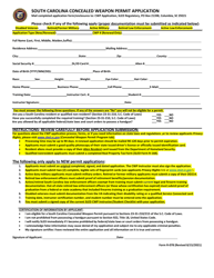 Form R-078 &quot;Concealed Weapon Permit Application&quot; - South Carolina