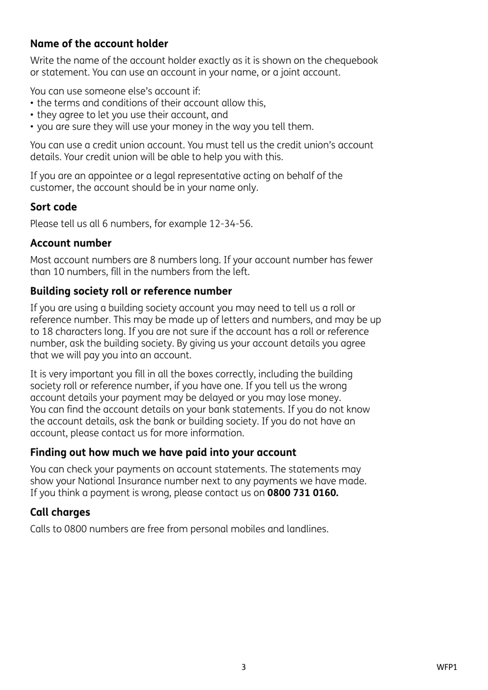 Form WFP1 Winter Fuel Payment Application Form - United Kingdom, Page 3