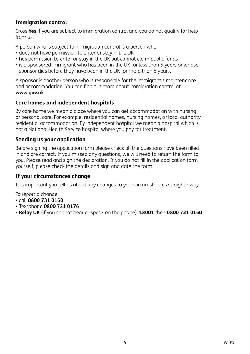 Form WFP1 Winter Fuel Payment Application Form - United Kingdom, Page 4