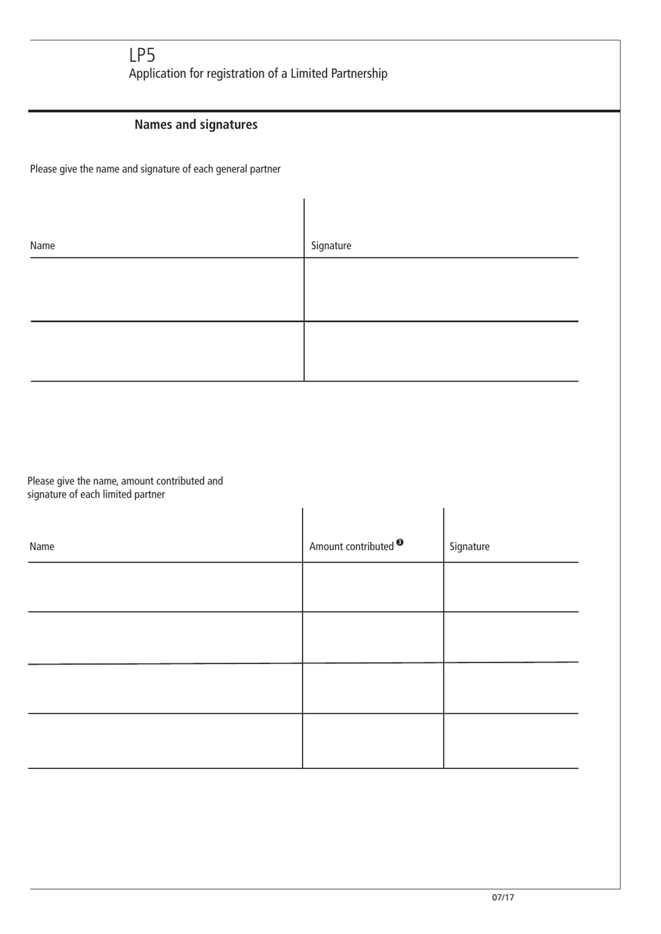 Form LP5 Application for Registration of a Limited Partnership in England, Wales or Northern Ireland - United Kingdom, Page 2