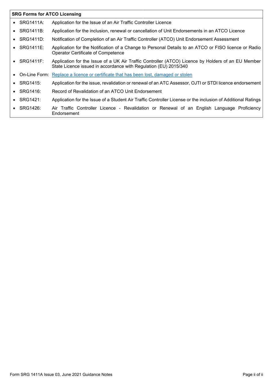 Form SRG1411A Application for the Initial Issue of an Air Traffic Controller (Atco) Licence (Regulation UK (Eu) 2015 / 340) - United Kingdom, Page 5