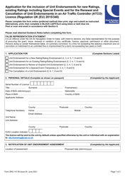 Form SRG1411B &quot;Application for the Inclusion of Unit Endorsements for New Ratings, Existing Ratings Including Special Events and for the Renewal and Cancellation of Unit Endorsements in an Air Traffic Controller (Atco) Licence (Regulation UK (Eu) 2015/340)&quot; - United Kingdom