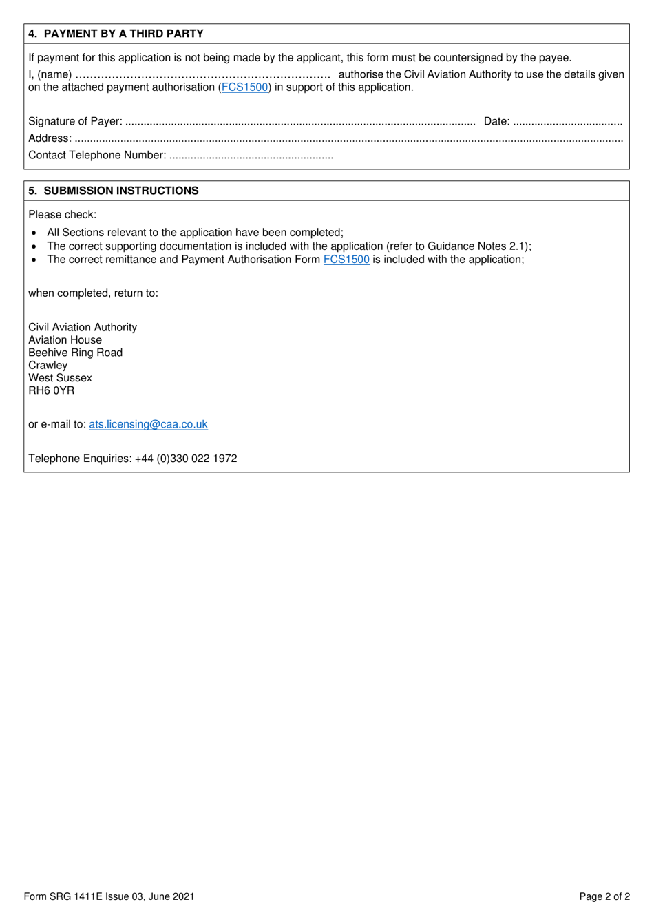 Form SRG1411E Application for the Notification of a Change to Personal Details to an Atco or Fiso Licence or Radio Operator Certificate of Competence - United Kingdom, Page 2