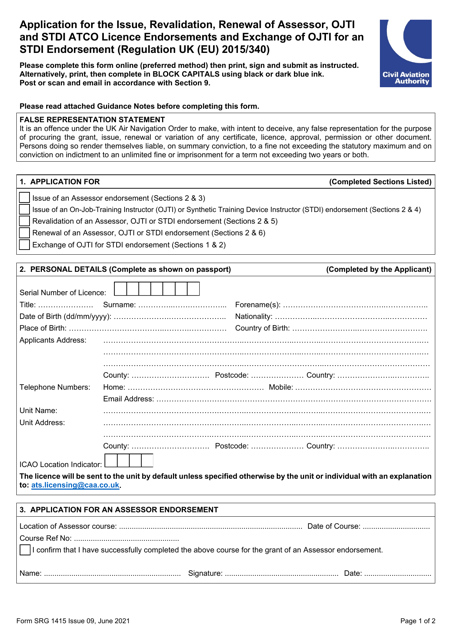 Form SRG1415  Printable Pdf